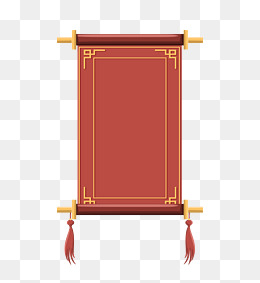 手绘红色中式卷轴素材图片免费下载-千库网