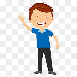 卡通手绘挥手的小男孩免抠图