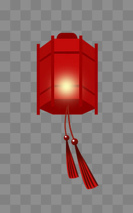红色的中国风灯笼插画