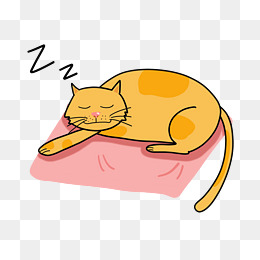 睡觉的黄色猫咪插画