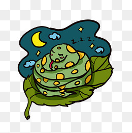 夜晚睡觉卡通的蛇