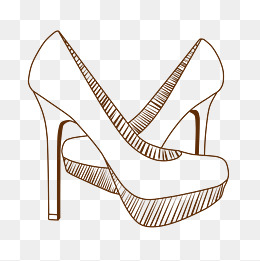 手绘线描高跟鞋插画
