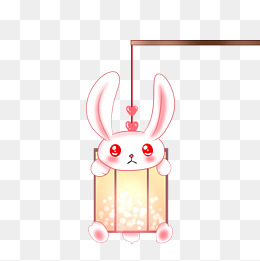手绘可爱兔子灯插画