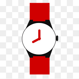 红色运动手表卡通手绘装饰图案免费下载