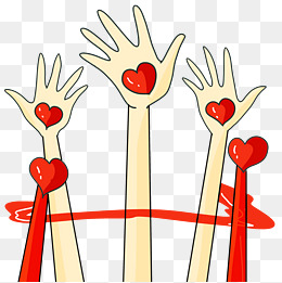 手绘公益牵手插画