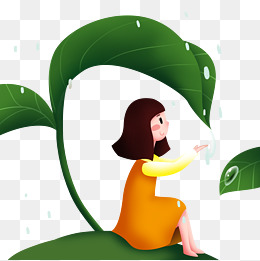 卡通插画风下雨天开车的女司机