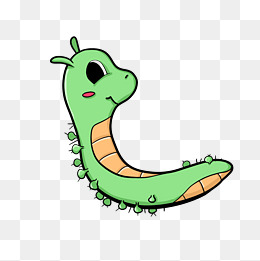 回头看的手绘卡通毛毛虫