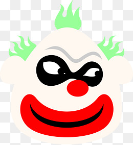 绿发小丑头像装饰矢量透明png