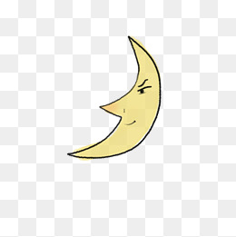 月牙黄色卡通月亮