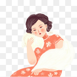 穿着旗袍的贵妇免抠图