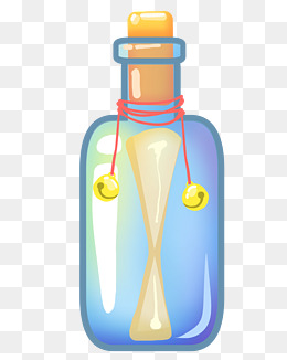蓝色玻璃许愿瓶插画