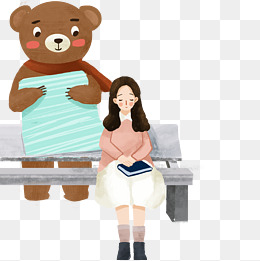 卡通小熊猫和女孩免抠图
