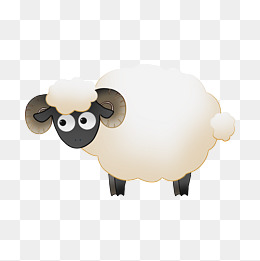 可爱白色绵羊卡通动物png素材