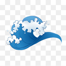 蓝色海浪翻卷浪头png素材