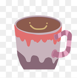 卡通咖啡杯浓彩插画