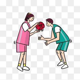 卡通矢量免抠可爱打篮球的情侣