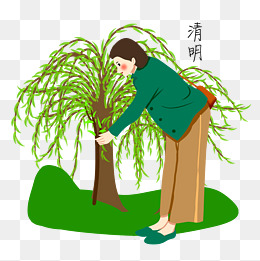 清明逛街卡通插画