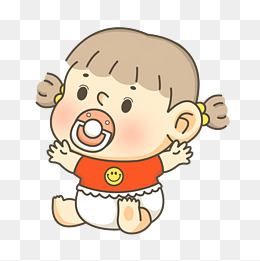 小婴儿吸奶嘴可爱插画
