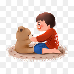 小男孩在坐船免抠图