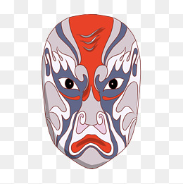 蓝色花脸戏剧插画