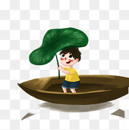 小男孩在坐船免抠图