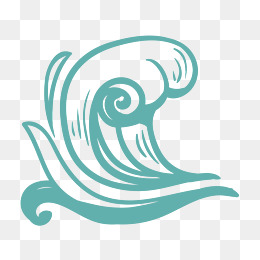 绿色大海波浪插画
