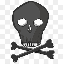 黑色骷髅头和骨头