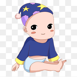 戴着睡帽的婴儿插画