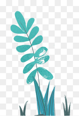 手绘绿色生活草叶子