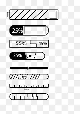 进度条加载黑白简笔画