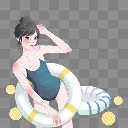 泳装美女夏日主题插画
