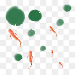 风水锦鲤图片_中国风水墨荷叶和锦鲤