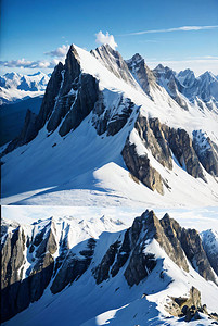 冬季积雪下的山脉景观图4高清摄影图
