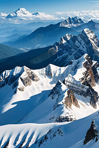 冰雪女神摄影照片_冬季积雪下的山脉景观图10摄影配图