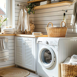 洗衣机和舒适的家具高清图片