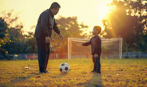 成年人目标感摄影照片_足球与体育老师和学生背景