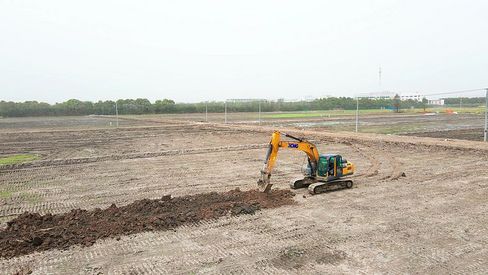 航拍乡村振兴农田建设荒地开垦