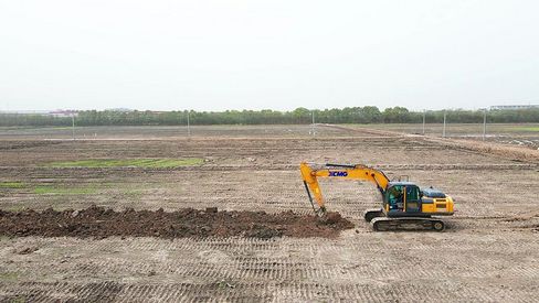 航拍乡村振兴农田建设荒地开垦