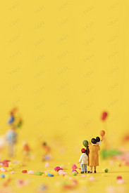 儿童节微缩创意黄色背景