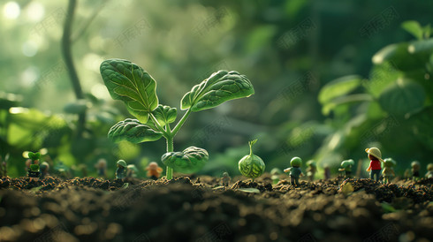 户外绿色绿植发芽的摄影照片