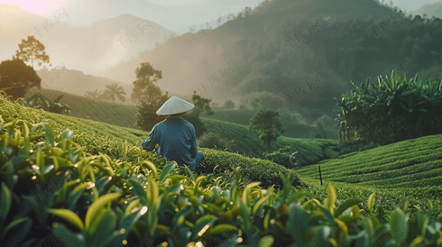 茶园中采茶的茶农摄影13