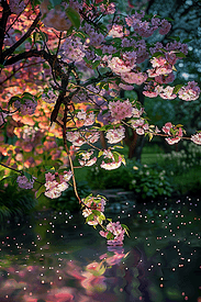 摄影图夏天盛开樱花照片