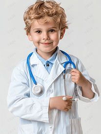 孩子学医生看病愉快的玩耍