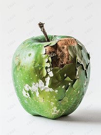 苹果绿色干烂孤立的白色背景