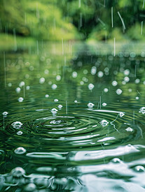 下雨天雨水水滴特写摄影图