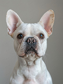 白色法国斗牛犬宠物狗肖像摄影图
