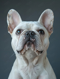 白色法国斗牛犬宠物狗肖像摄影配图