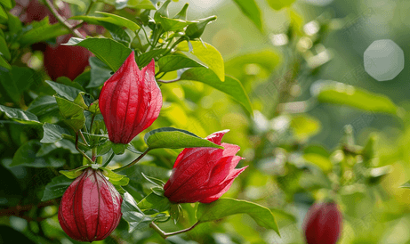 花园里的木槿或洛神花果子