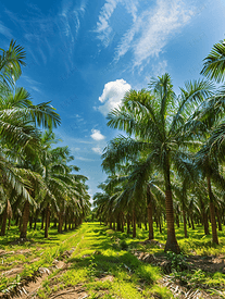 有蓝天的椰子棕榈种植园在泰国