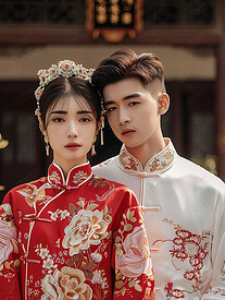 中式婚纱照中国风格高清图片